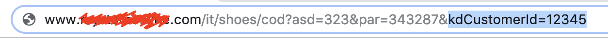 Browser address bar with kdCustomerId highlighted in the URL